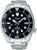 Bracelet de montre pour homme en acier inoxydable argenté, cadran noir et lunette tournante