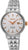 Montre pour femme avec bracelet en acier inoxydable argenté et cadran clair, automatique, aiguilles dorées