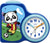 Réveil analogique en plastique, bleu, avec motif panda et éclairage du cadran