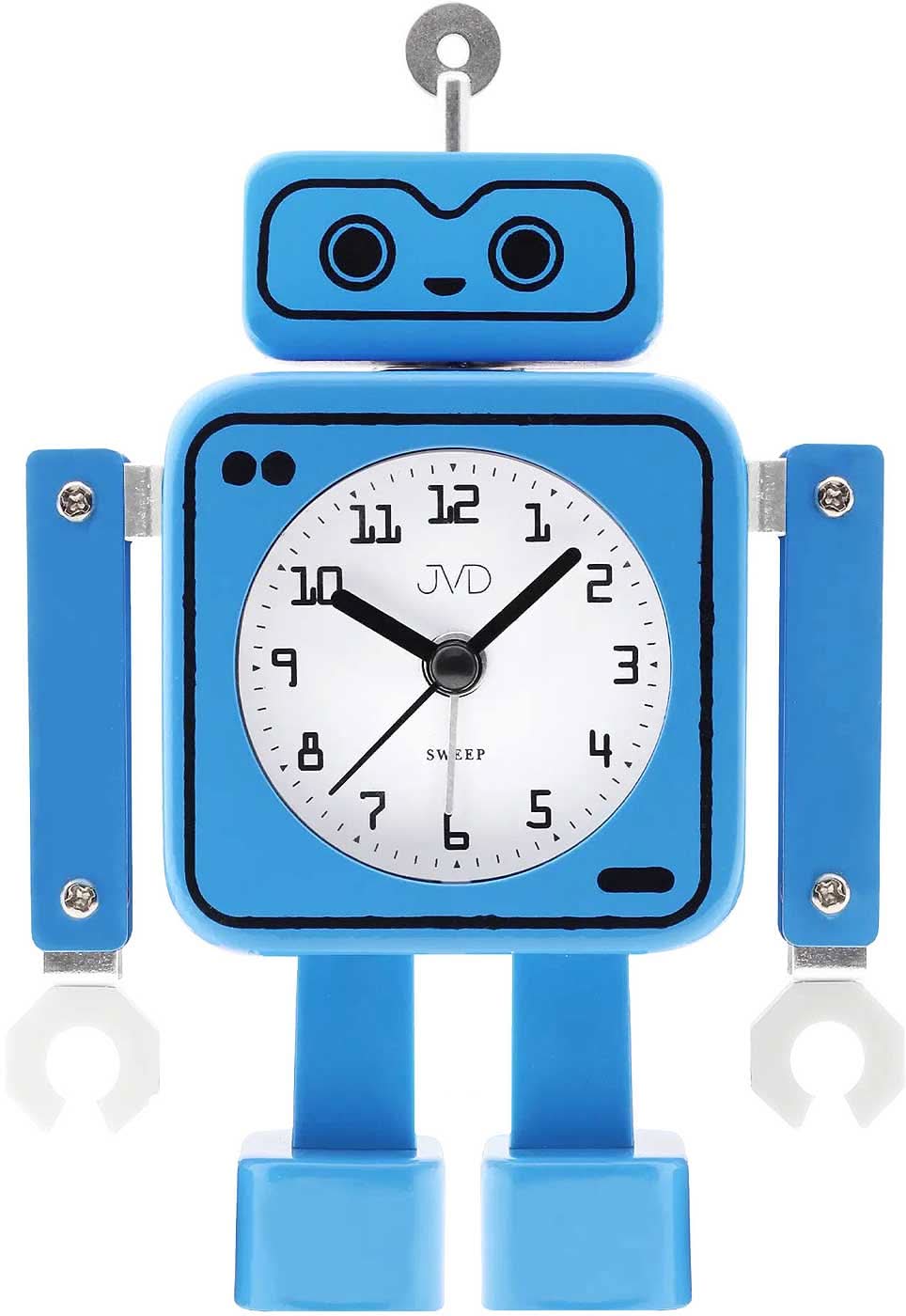Réveil analogique robot JVD 16,0 cm Métal • Trotteuse silencieuse • Alarme sonore