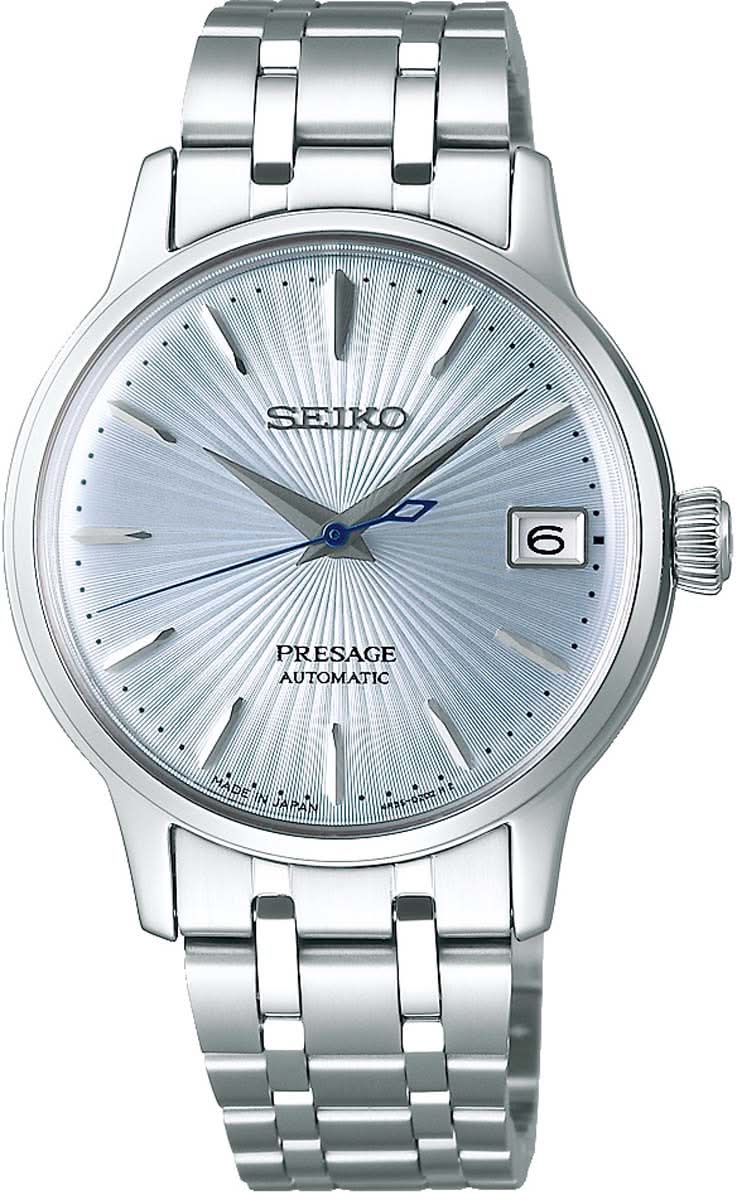 Montre pour femme avec bracelet en métal argenté et cadran bleu clair (automatique)