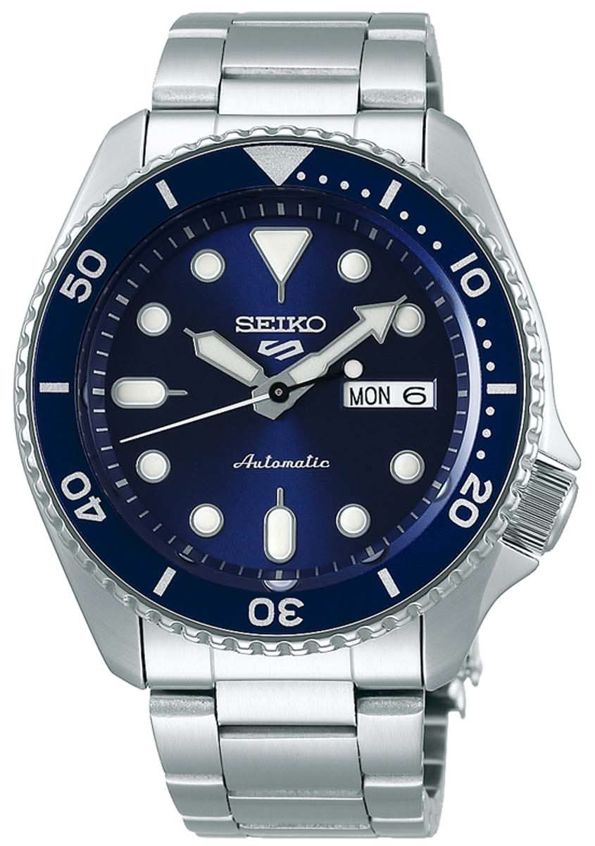 Bracelet de montre pour homme avec cadran bleu, affichage de la date et bracelet en acier inoxydable