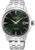 Montre pour homme avec cadran vert et bracelet en acier inoxydable argenté