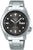 Bracelet de montre pour homme en acier inoxydable, cadran sombre, affichage de la date « LUN » et logo automatique