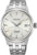 Montre pour homme : bracelet en acier inoxydable argenté, cadran blanc texturé, date à 6h