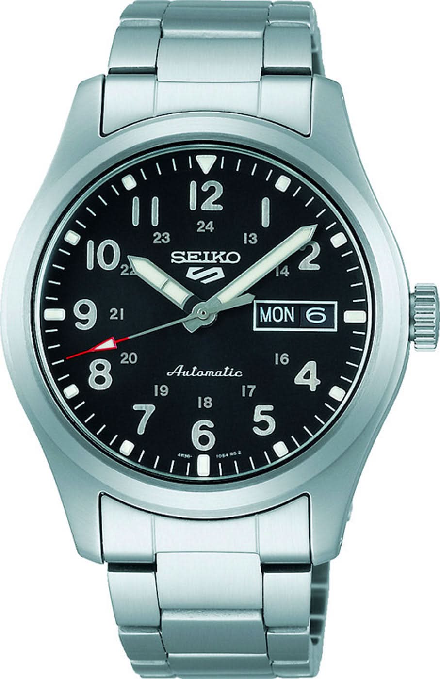 Seiko 5 Sports Herrenuhr mit blaugrünem Zifferblatt und Metallarmband, Datum
