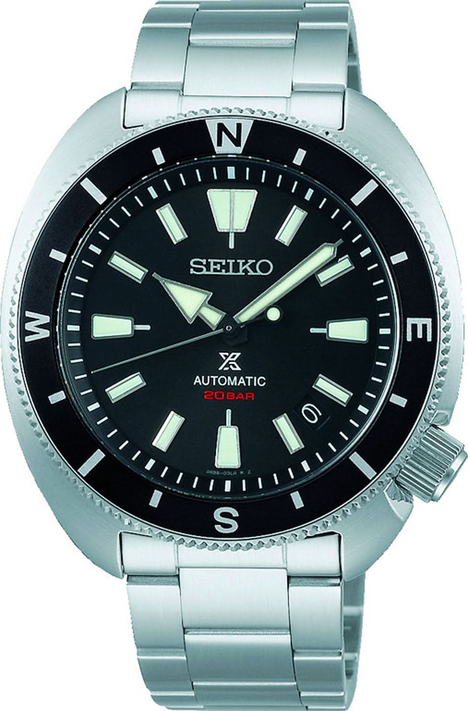 Herrenarmbanduhr: schwarzes Zifferblatt, Leuchtindizes, Automatik, Stahlband, Saphirglas