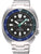Seiko Prospex Herrenuhr: silbernes Edelstahlarmband, blau-schwarze Lünette, schwarzes Zifferblatt