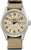 Montre pour homme avec bracelet textile beige, boîtier argenté et cadran beige