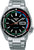 Bracelet de montre pour homme en acier avec cadran noir, lunette colorée et guichet dateur