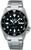 Montre Seiko pour homme avec cadran noir, bracelet en acier et affichage de la date « LUN »