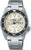 Montre bracelet en acier : cadran beige, lunette noire, date LUN 6