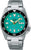 Montre Seiko 5 Sports avec cadran vert, bracelet en acier inoxydable, lunette noire, LUN 6