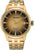 Bracelet de montre pour homme en acier inoxydable doré avec cadran rond doré, date à 6 heures.