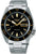 Montre Seiko 5 Sports pour homme : cadran noir, accents dorés, bracelet en acier