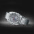 Bracelet de montre pour homme en acier inoxydable argenté, lunette moletée et cadran avec aiguilles rouges