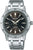 Seiko Herrenuhr mit schwarzem Zifferblatt und silbernem Edelstahlarmband