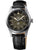 Seiko Herrenarmbanduhr mit schwarzem Zifferblatt, Lederband und Datumsanzeige MON 6