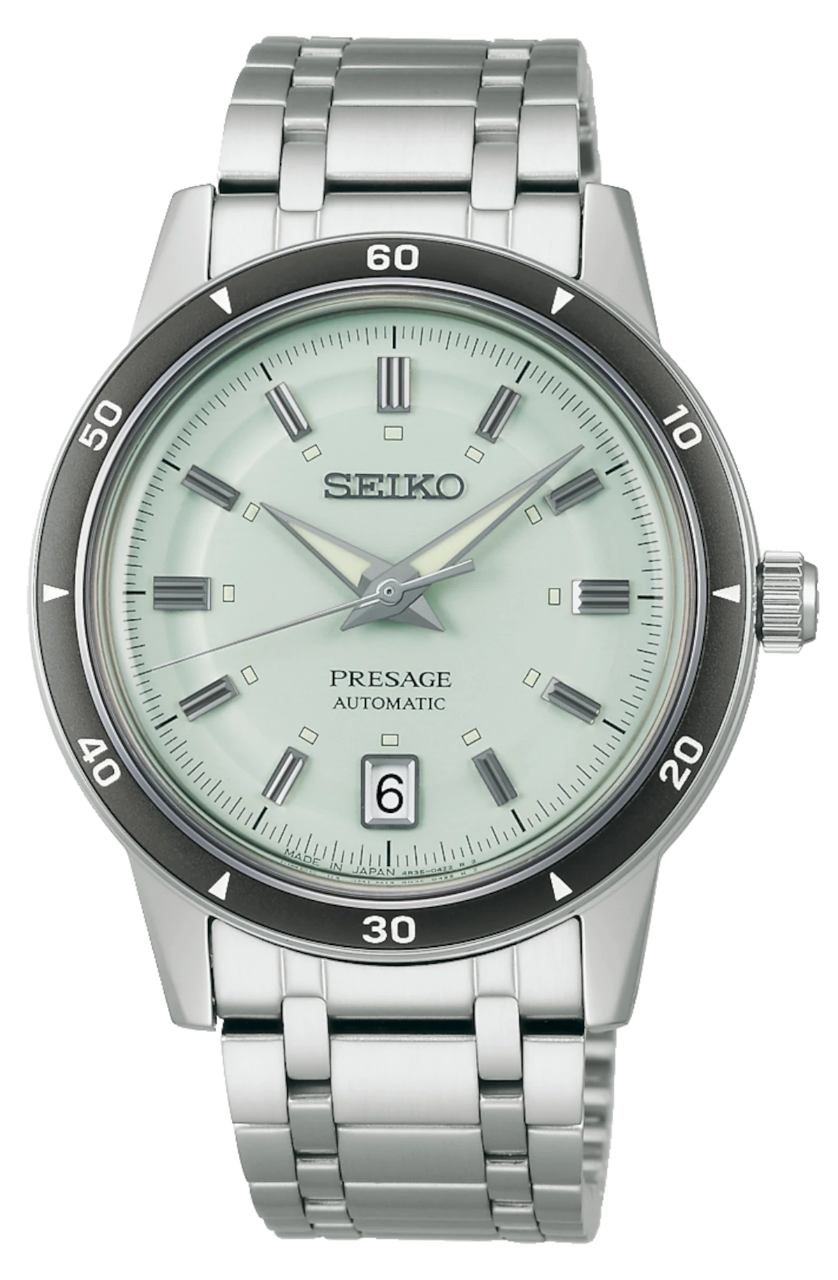 Montre Seiko Presage pour homme avec bracelet en acier inoxydable, lunette noire et cadran clair