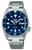 Montre bracelet pour homme avec cadran bleu, affichage de la date et bracelet en métal, automatique