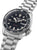 Herrenarmbanduhr mit schwarzem Zifferblatt, Minuterie-Lünette und markanter Krone