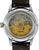 Montre Seiko Presage pour homme avec fond transparent, mouvement automatique doré et bracelet en cuir marron.