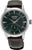 Montre Seiko Presage pour homme avec cadran vert foncé, boîtier argenté et bracelet en cuir marron.