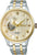 Herrenuhr mit gold- und silberfarbenem Metallband, rundem Zifferblatt mit römischen Zahlen