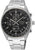 Montre homme avec cadran noir, chronographe et bracelet en acier inoxydable