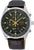 Montre Seiko pour homme avec cadran vert foncé, bracelet en cuir et poussoirs de chronographe