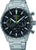 Montre chronographe pour homme : cadran noir, accents verts, bracelet en acier inoxydable