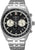 Seiko Herrenuhr Chronograph mit schwarzem Zifferblatt, Tachymeter-Lünette und Stahlband