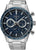 Montre pour homme avec cadran bleu, sous-cadrans chronographes et bracelet en acier inoxydable