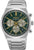 Montre bracelet pour homme Seiko avec cadran chronographe vert, accents dorés, bracelet en acier