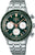 Bracelet de montre pour homme en acier, cadran vert, chronographe et lunette tachymètre