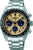 Montre homme avec cadran rond chronographe, design bleu-doré, bracelet en métal