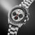 Montre Seiko pour homme avec bracelet en acier inoxydable argenté, cadran blanc et chronographe