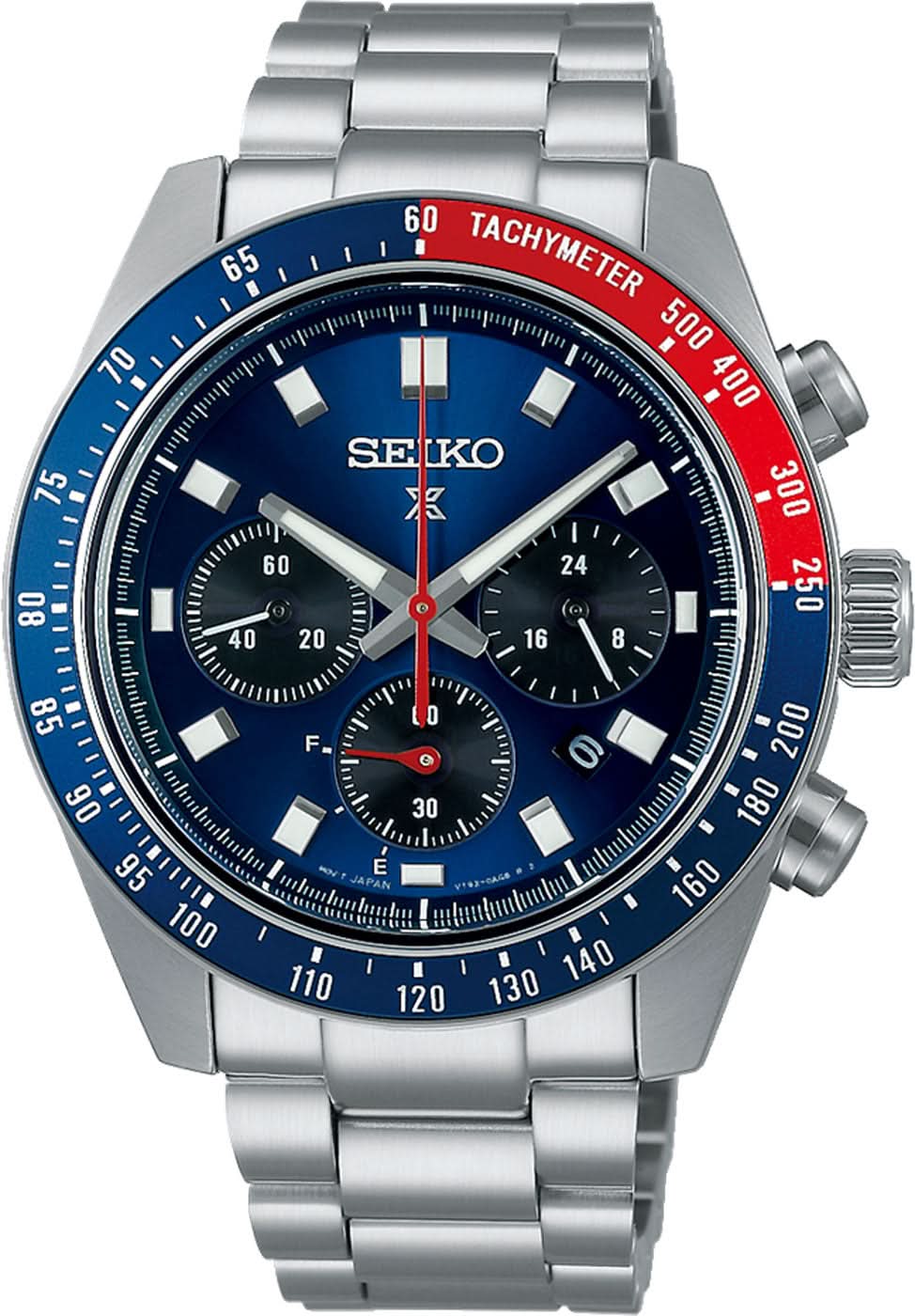 Bracelet de montre pour homme avec cadran bleu, chronographe et lunette tachymètre, bracelet en acier inoxydable
