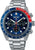 Bracelet de montre pour homme avec cadran bleu, chronographe et lunette tachymètre, bracelet en acier inoxydable