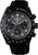 Montre Seiko pour homme avec bracelet en tissu noir, cadran vert foncé, chronographe et tachymètre.