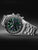 Herrenuhr Chronograph mit grünem Zifferblatt, Edelstahlgehäuse und Tachymeter-Lünette.