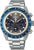 Herrenarmbanduhr mit Metallarmband, schwarzem Zifferblatt und Chronographen-Aufsätzen