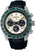 Montre pour homme avec cadran beige, lunette sombre et bracelet en cuir noir.