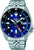 Montre automatique Seiko 5 Sports pour homme avec cadran bleu, aiguille GMT et bracelet en métal