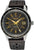 Montre Seiko pour homme avec cadran sombre, index dorés, bracelet en cuir, affichage de la date