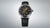 Montre homme avec bracelet en cuir noir et cadran rond, boîtier argenté