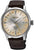 Seiko Presage Herrenuhr: beiges Zifferblatt, braunes Lederband, GMT-Anzeige