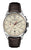Bracelet de montre pour homme en cuir marron, boîtier chronographe argenté et cadran blanc