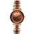 Holzkern Sunglister Damenarmbanduhr mit roségoldenem Metallband und braunem Zifferblatt