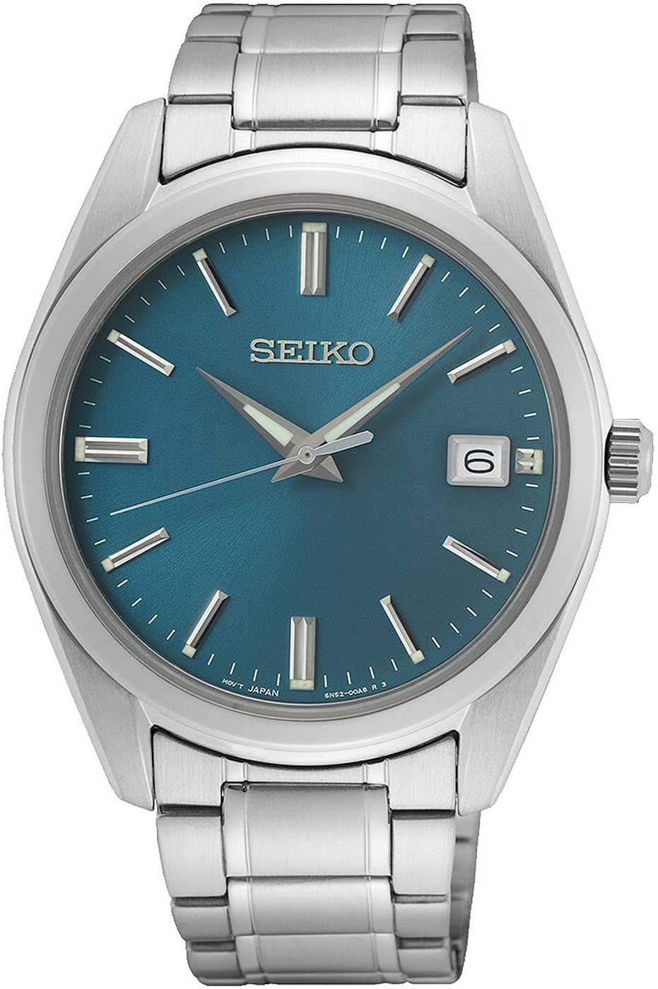 Bracelet de montre pour homme en acier, cadran bleu, index lumineux, affichage de la date
